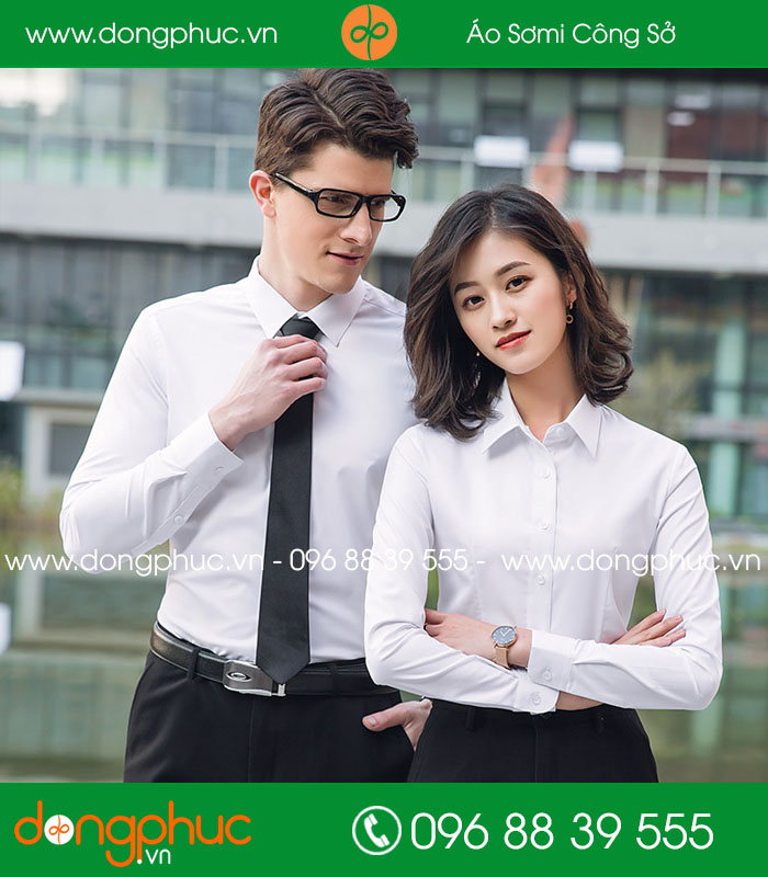  Đồng phục áo sơ mi màu trắng 
